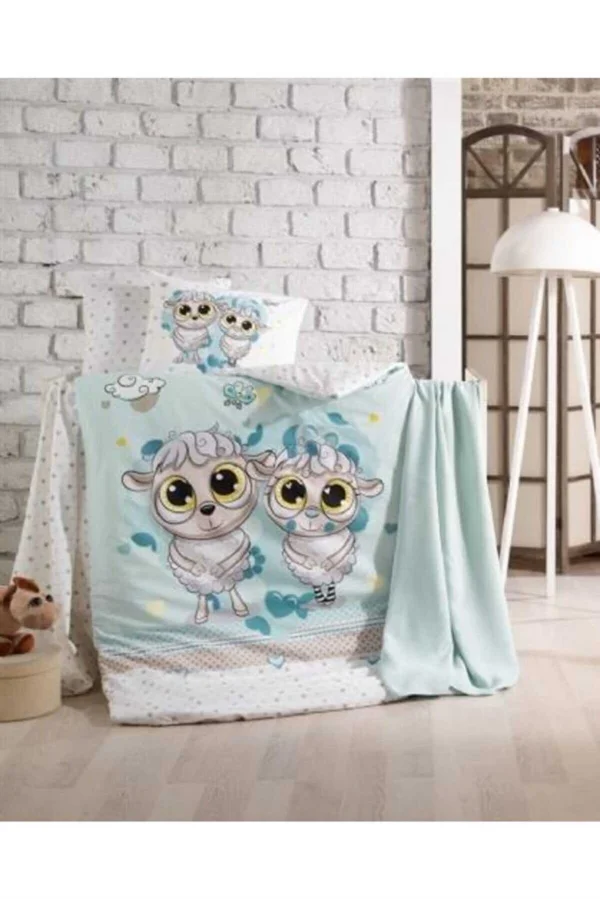 TAÇ KRİSTAL HAPPYLAMBS BLUE BAMBU ÖRGÜ BEBEK SETİ