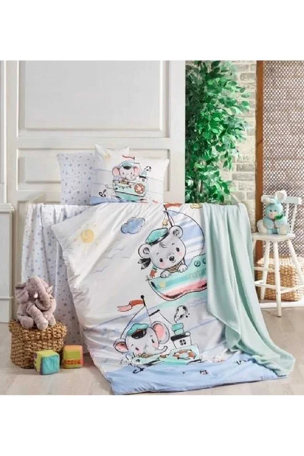 SET PER BAMBINO INTRECCIATO IN BAMBU BLU CON VELE DI CRISTALLO