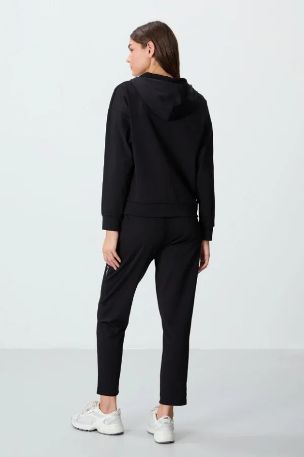 TOMMY LIFE T10BY-95306_01 WOMEN JACKET/TIGHT LEG SWEATSUIT BLACK