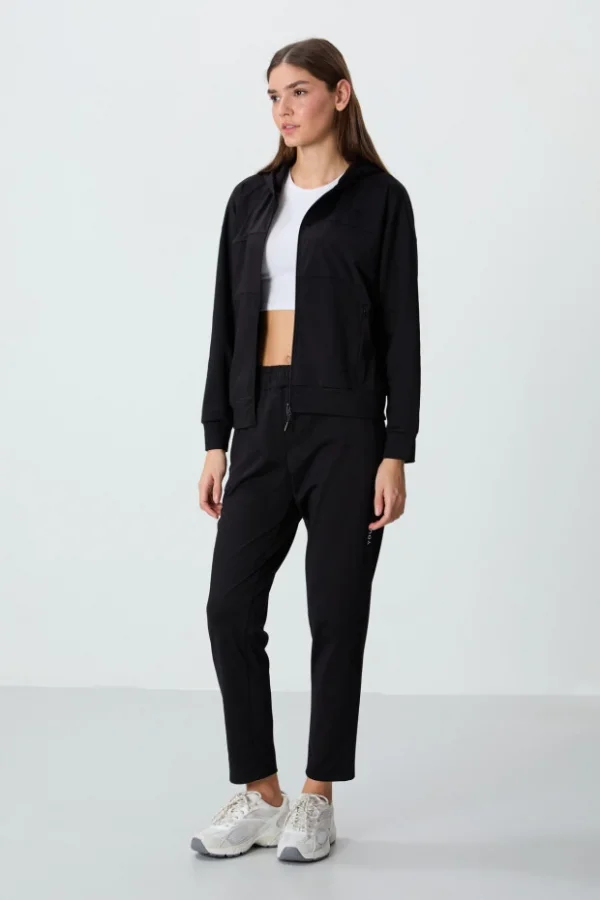 TOMMY LIFE T10BY-95306_01 WOMEN JACKET/TIGHT LEG SWEATSUIT BLACK