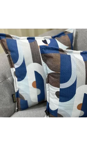 NIVEMESHOME GEOMETRİK MAVİ DESENLİ 45X45 KIRLENT KILIFI