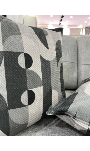 NIVEMESHOME GEOMETRİK GRİ-SİYAH DESENLİ 45X45 KIRLENT KILIFI