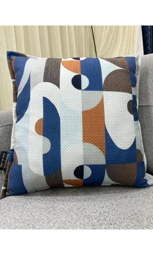 NIVEMESHOME GEOMETRİK MAVİ DESENLİ 45X45  DOLGULU KIRLENT KILIFI