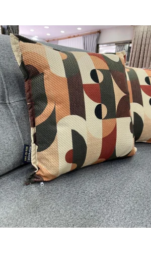 NIVEMESHOME GEOMETRİK YEŞİL- KAHVE  DESENLİ 45X45 KIRLENT KILIFI