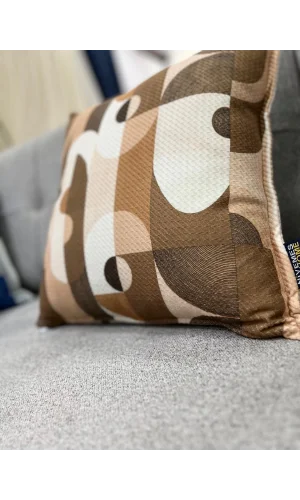 NIVEMESHOME GEOMETRİK BEJ-KAHVE DESENLİ 45X45 DOLGULU KIRLENT KILIFI