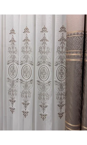 NİVEMESHOME ASPERA EKRU 1/3 PİLELI TÜL PERDE APM