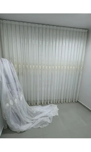 NİVEMESHOME ELİSYA 3812 GOLD IŞILTI  1/3 PİLELİ  BAMBU TÜL PERDE