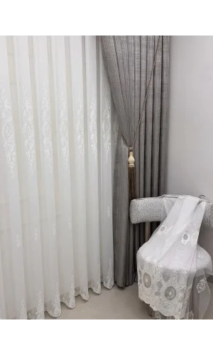 NIVEMESHOME SAFIR TERCIOPELO ORO 1/3 TÜL PERDE