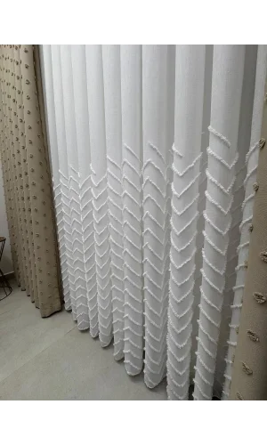 NİVEMESHOME SAREL KETEN 1/3 PİLELİ TÜL PERDE APM