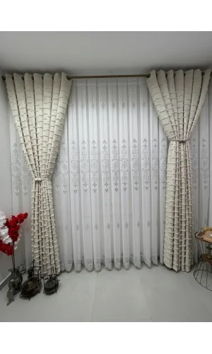 NİVEMESHOME NİSA 555 GÜMÜŞ 1/3 PİLELİ TÜL PERDE APM