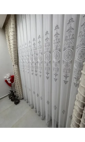 NİVEMESHOME NİSA 555 GÜMÜŞ 1/2,5 PİLELİ TÜL PERDE APM