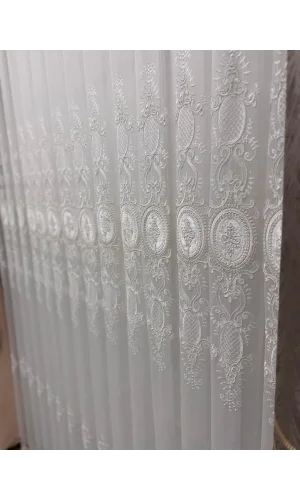 NİVEMESHOME HAZEL APLİK3 EKRU 1/2,5 PİLELİ BAMBU TÜL PERDE