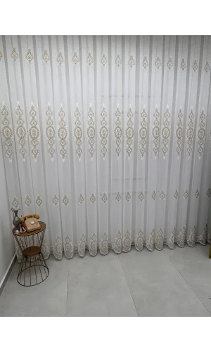 NİVEMESHOME YAREN 2024 GOLD 1/3 PİLELİ TÜL PERDE APM