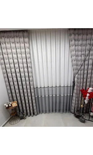 NİVEMESHOME FJ614617 V-60001 ARVEN GRİ 1/3 PİLELİ FON PERDE APM