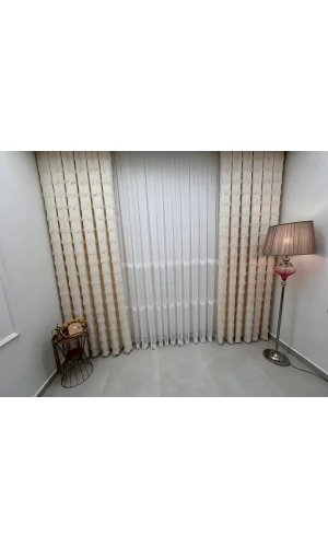 NİVEMESHOME ARVEN EKRU 1/3 PİLELİ FON PERDE APM