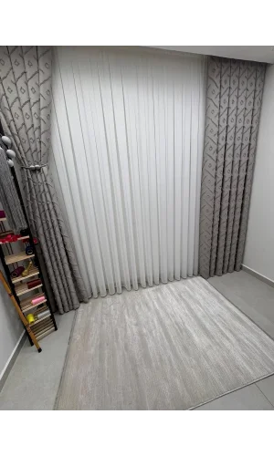 NİVEMESHOME  SEDEF GRİ  1/3 PİLELİ FON PERDE