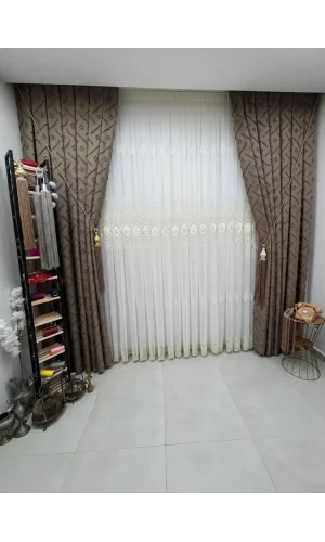 NİVEMESHOME CANSEL GOLD 1/3 PİLELİ TÜL PERDE