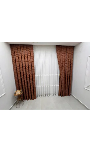 NİVEMESHOME DURU 3-0008 KİREMİT 1/3 PİLELİ FON PERDE