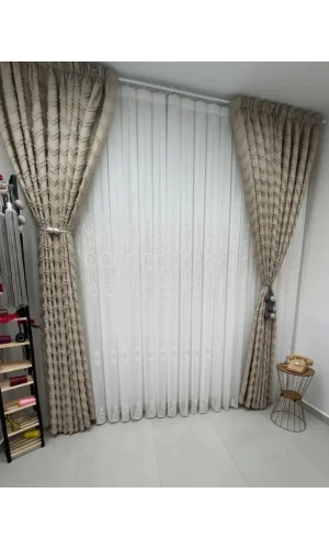 NİVEMESHOME SEDEF VİZON 1/2,5 PİLELİ TÜL PERDE APM