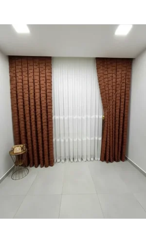 NİVEMESHOME DURU 3-0008 KİREMİT 1/3 PİLELİ FON PERDE