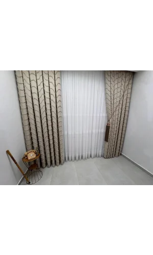 NİVEMESHOME  MİLA  BEJ  1/3 PİLELİ FON PERDE