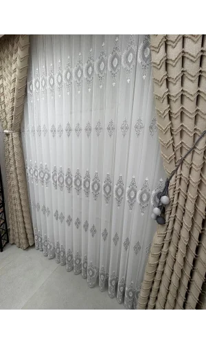 NİVEMESHOME SERAP GÜMÜŞ 1/2,5 PİLELİ BAMBU TÜL PERDE