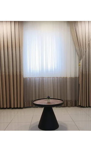 EFTELYA CAPPUCCINO 1/3 DICHTE PLISSIERTE VOILE-VORHANG APC