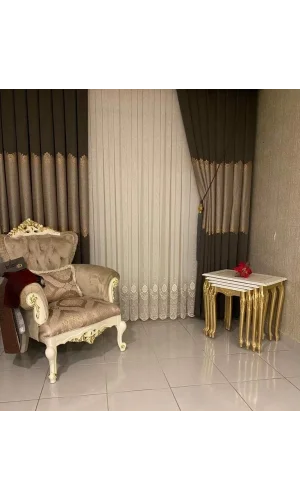 ELBE RICAMATO ORO 1/3 TESSUTO A PILE TENDA DI TULLE APM