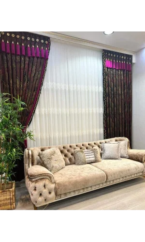 MATİNAZ MÜRDÜM PÜSKÜLLÜ 1/3 SIK PİLE FON PERDE APM