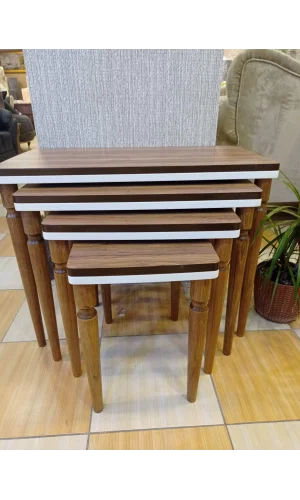 NIVEMESHOME NATURALE NOCE-CREMA SET DI 4 Pouf LUSUSSIMO