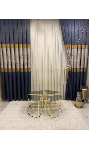 NİVEMESHOME 1/3 SIK PİLE KOLYOS LACİVERT GRİ PANO FON