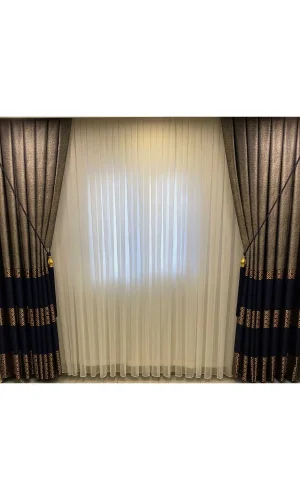 NİVEMESHOME 1/3 engmaschiger natürlicher blau-grauer Panellenvorhang APM