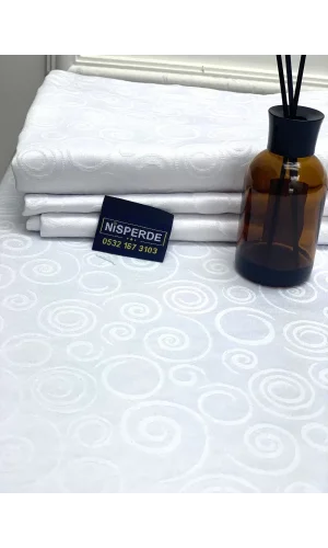 NIVEMESHOME 140X180 Tovaglia bianca con simbolo circolare antistrappo resistente alle macchie