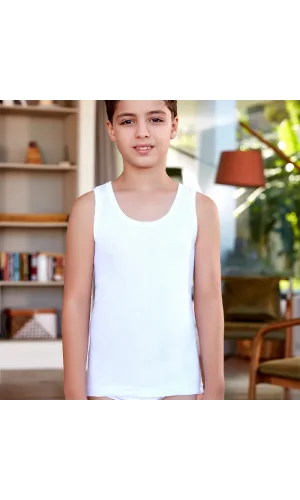 NİVEMESHOME 1501 ERKEK ÇOCUK ASKILI ATLET BEYAZ NO:8 (11-12 YAŞ) BERRAK