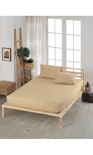 Completo lenzuola in jersey 160x200 beige NIVEMESHOME