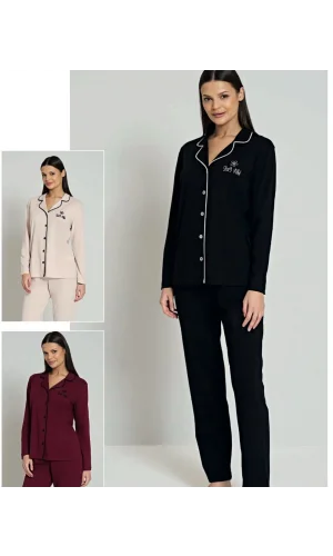 NİVEMESHOME 2025 PYJADORE DAMEN PYJAMA-SET SCHWARZ