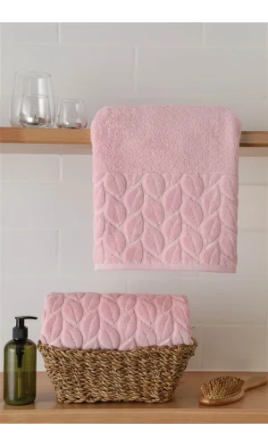 NİVEMESHOME 249 HAZAL PEMBE JAKARLI HAVLU NURPAK