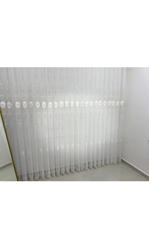 NIVEMESHOME 3158 VALERIA GOLD 1/3 PLEATED BAMBOO TULLE CURTAIN