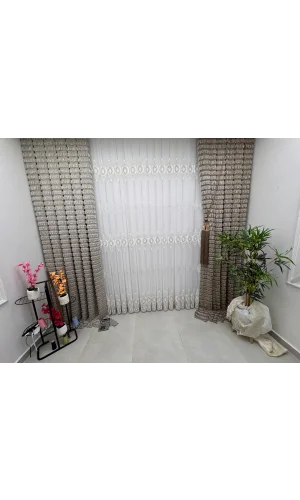 NİVEMESHOME 656 SULTAN ŞÖNİL WOVEN VIZON 1/3 PILE BACKGROUND CURTAIN APM