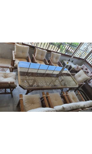 NIVEMESHOME 8-МЕСТНЫЙ НАБОР ИЗ БАМБУКОВЫХ ПОДУШЕК ДЛЯ СИДЕНИЯ (8 СТУЛОВ + СТОЛИК)