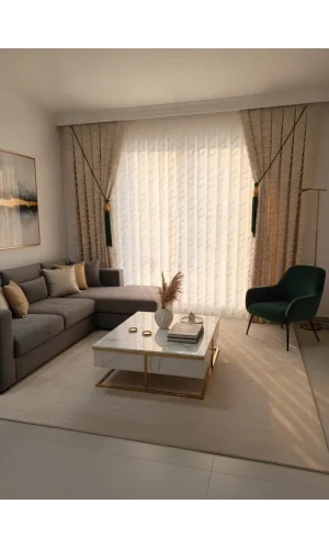 NİVEMESHOME AHU 1-0037 TAM DESENLİ 1/3 PİLELİ TÜL PERDE APM