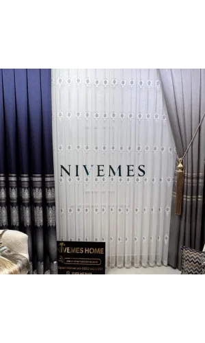 NİVEMESHOME ALİ TOROS BURÇ DESIGN 2027 VRYNT:105 1/3 DİKİŞLİ TÜL PERDE APM
