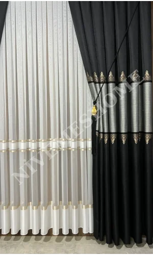 NİVEMESHOME GOLD CASCADING 3480612 1/3 DENSE PLEATED VOILE CURTAIN APM