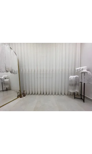 NİVEMESHOME GOLDEN FALL DSN:2503 V-117 PREMIUM EMBROIDERED 1/3 DENSE PILED TULLE CURTAIN APM