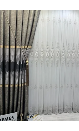 NİVEMESHOME AMASRA FT614164 V-2503 VERDE 1/3 PLISADA CORTINA DE FONDO APM