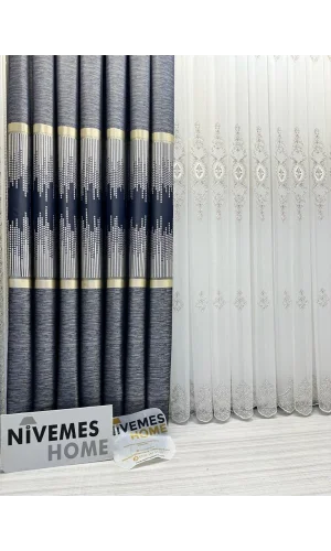 NİVEMESHOME AMASRA FT614164 V-502 AZUL 1/3 PERSIANA ENROLLABLE DE TELA GRUESA