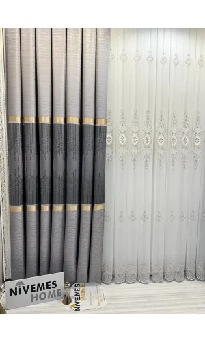 NİVEMESHOME AMASRA FT614164 V-5403 GRİ 1/3 DENSAMENTE PLISADA CORTINA DE TELA APM