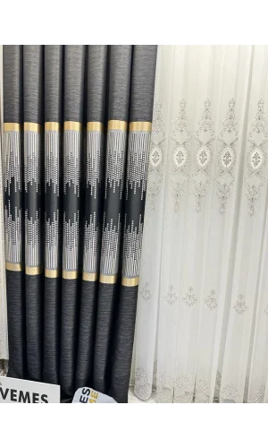 NİVEMESHOME AMASRA FT614164 V-902 NEGRO 1/3 PLISADO CORTINA DE FONDO DESEAMP