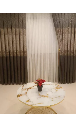 NİVEMESHOME ANTORYA COFFEE-STONE 1/3 TIGHT PILE CURTAIN FABRIC