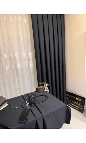 NİVEMESHOME ANTRASİT 140X220 KETEN MASA ÖRTÜSÜ